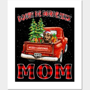 Christmas Dogue De Bordeauzx Mom Santa Hat Truck Tree Plaid Dog Mom Christmas Posters and Art